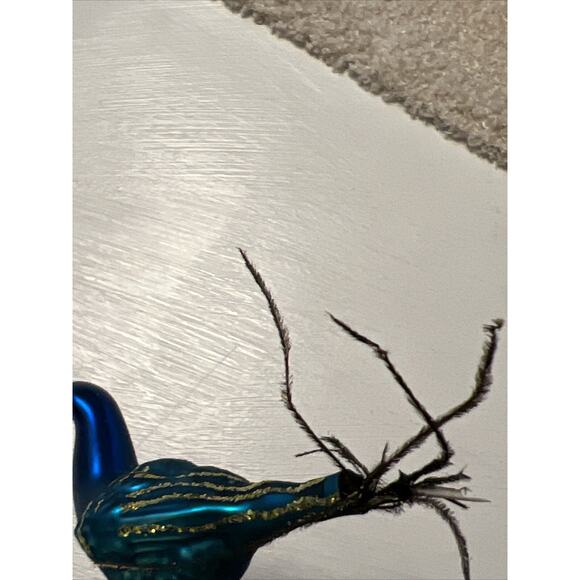 Vintage Blown Glass Peacock Clip-On Christmas Ornament Germany Turquoise - Picture 4 of 8